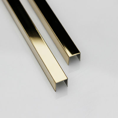 Guarnição em forma de u de aço inoxidável 0.5mm~3mm do espelho da guarnição 20mm da telha do ouro 316 grossos